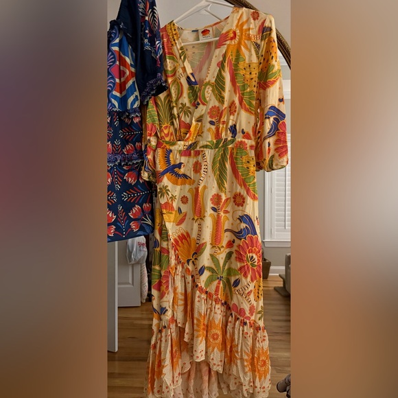 FARM Rio Long-Sleeve V-Neck Wrap Midi Dress - Picture 6 of 6